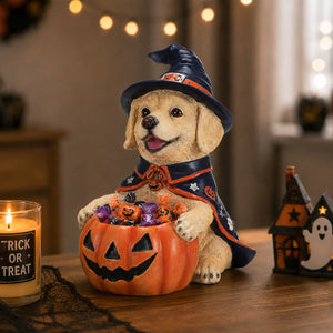 Halloween Labrador Retriever Witch Puppy Figurine