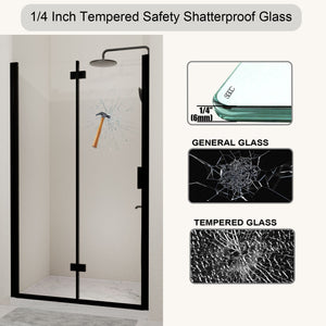 Semi Frameless Bifold Pivot Shower Door, Reversible Installation