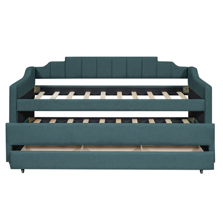 Upholstered Simple Design Daybed With Trundle And 3 Drawers