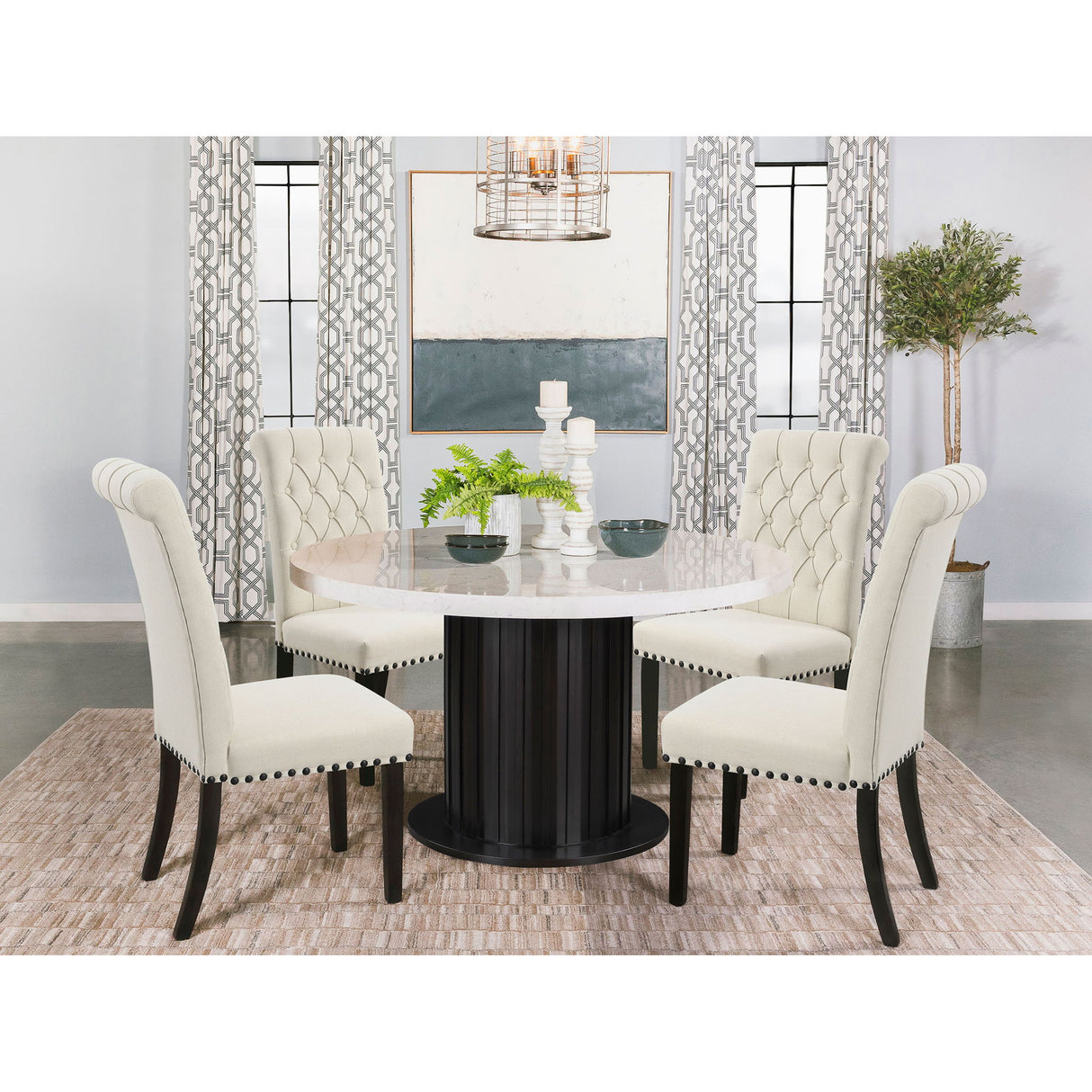 Button Tufted Side Chairs (Set of 2) - Beige