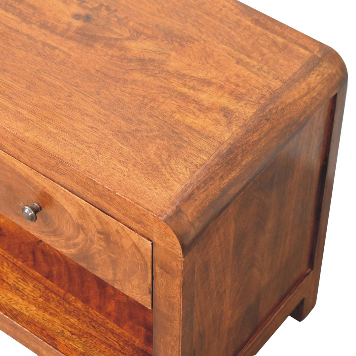 Solid Wood Aspen Media Unit, 3-Drawers, Open Slot, Chestnut