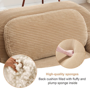 Three-Seat Modular Sofa With 3 Ottomans – Camel