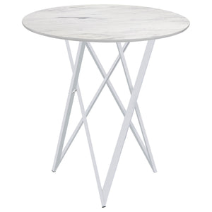 Halverson - Round Top Bar Table - White / Silver