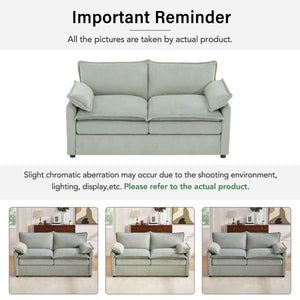 Modern Loveseat Sofa, Upholstered Couch With Side Storage Pockets