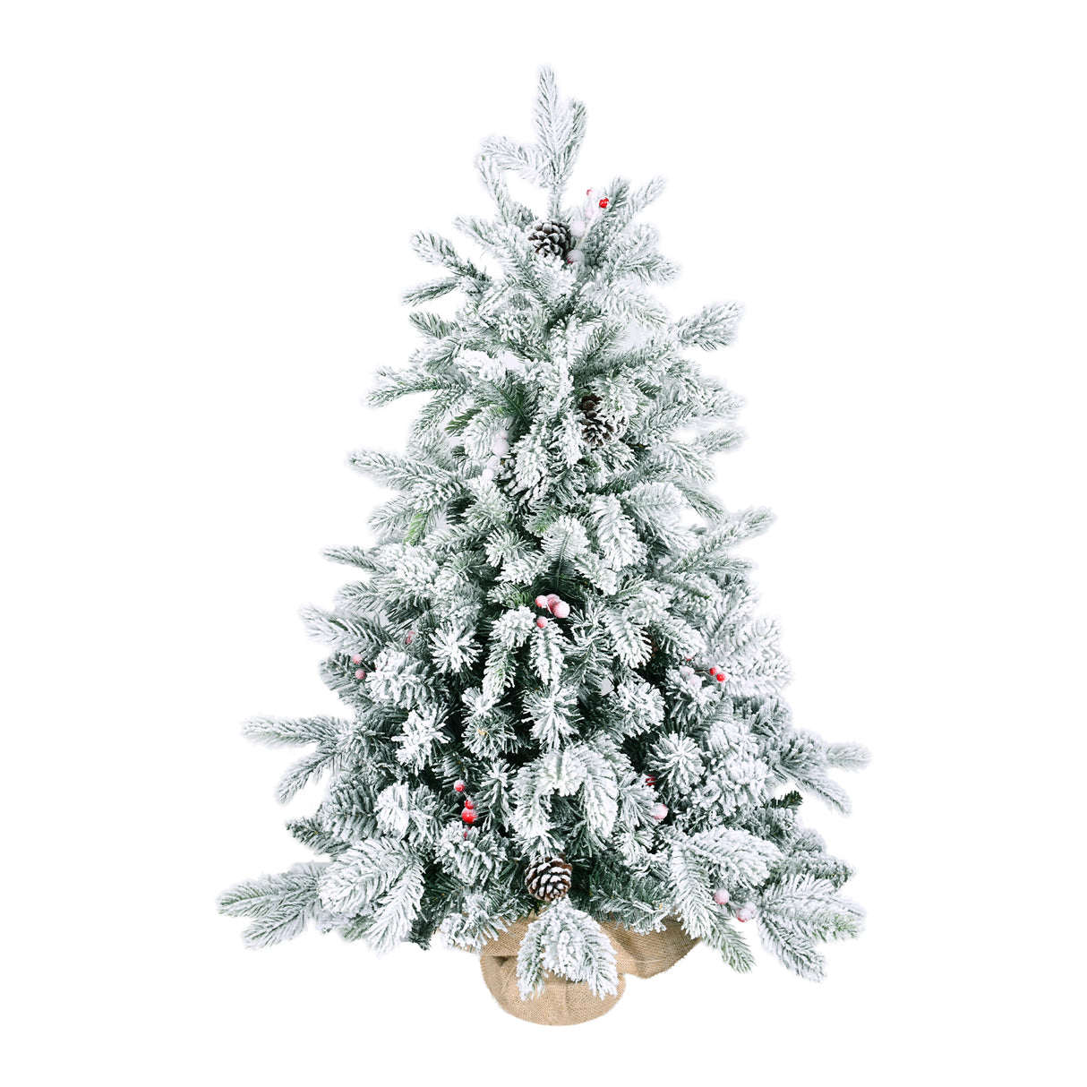 3FT Flocked Tabletop Christmas Tree with Pine Cones