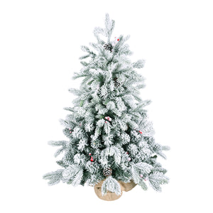 3FT Flocked Tabletop Christmas Tree with Pine Cones