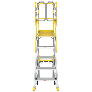 5 Step 375lbs Aluminum Rolling Platform Ladder