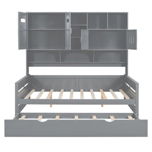 Daybed With All-In-One Cabinet And Shelf