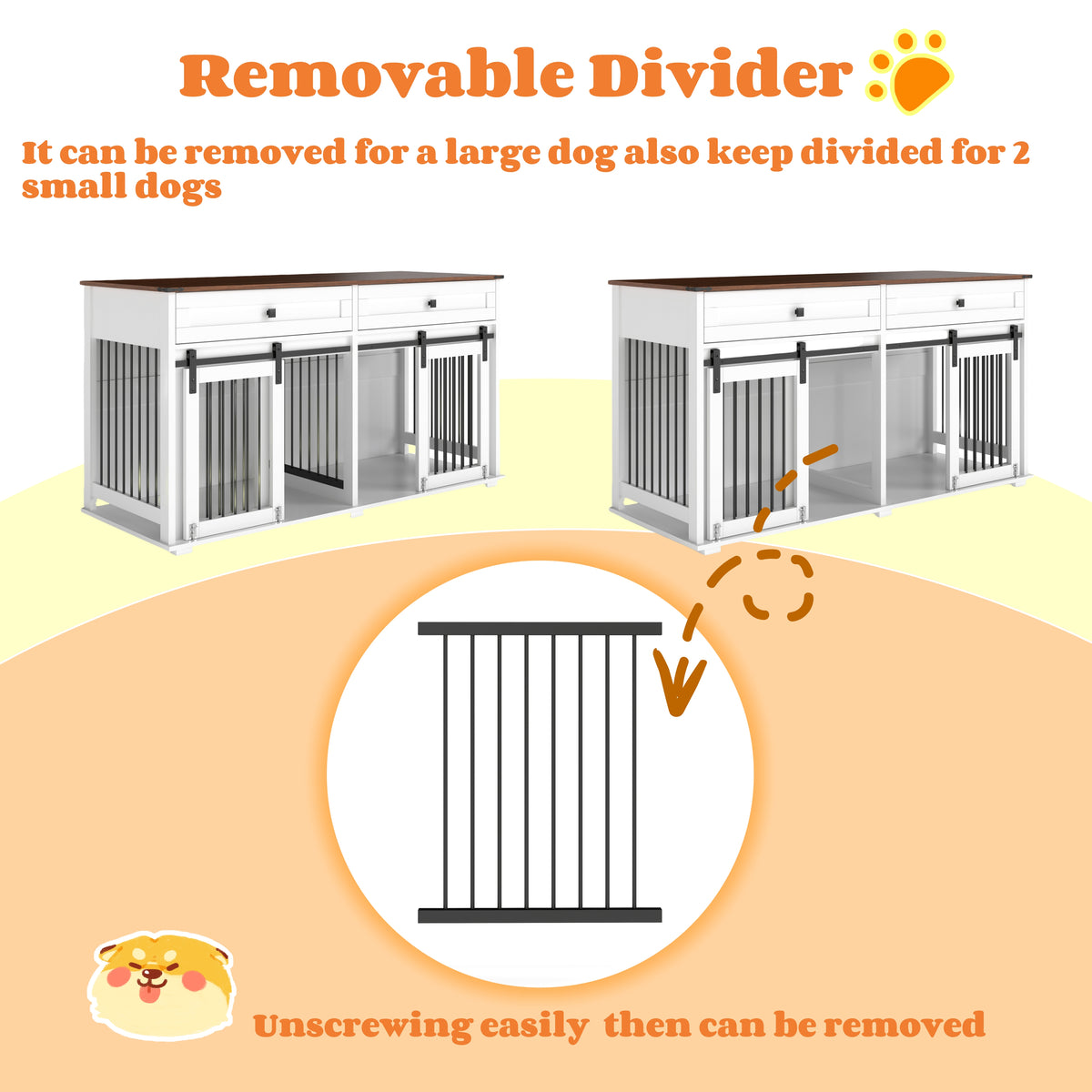 63'' Large Dog Crate Furniture for Double Dog