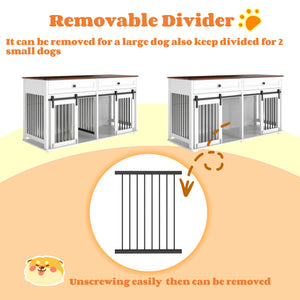 63'' Large Dog Crate Furniture for Double Dog