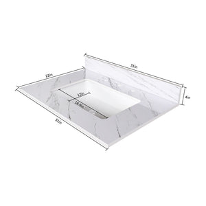 Bianco Carrara Venato Elegant Marble Vanity Top, Bathroom Vanity With Undermount Sink, Sintered Stone