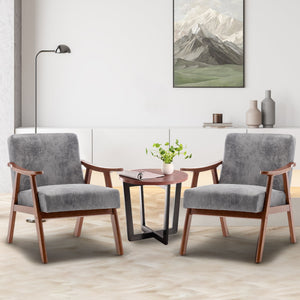 Mid Century Modern Accent Chair With Solid Wood Frame And Extra Thick Backrest