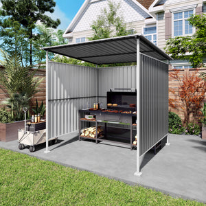 Outdoor Pergola, Bike Storage Shed, Grill Gazebo For Patio - Gray