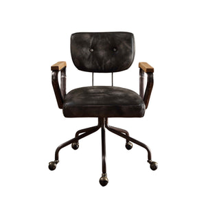 Hallie - Top Grain Leather Office Chair - Vintage Black