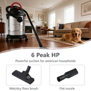 Wet Dry Vac, 8 Gallon, 6 Peak HP, 3 in 1 Shop Vacuum
