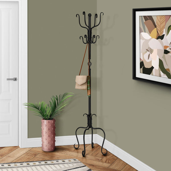 Coat Rack, Hall Tree, Free Standing, 8 Hooks, Entryway, Transitional - Black - Best Buy Furniture