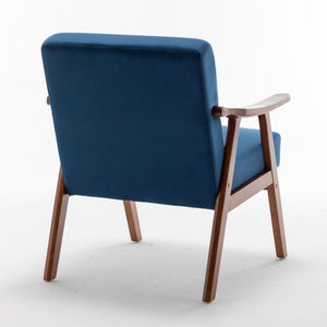 Mid Century Modern Accent Chair With Solid Wood Frame And Extra Thick Backrest