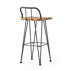 Outdoor Barstool With Angled Metal Legs - Brown