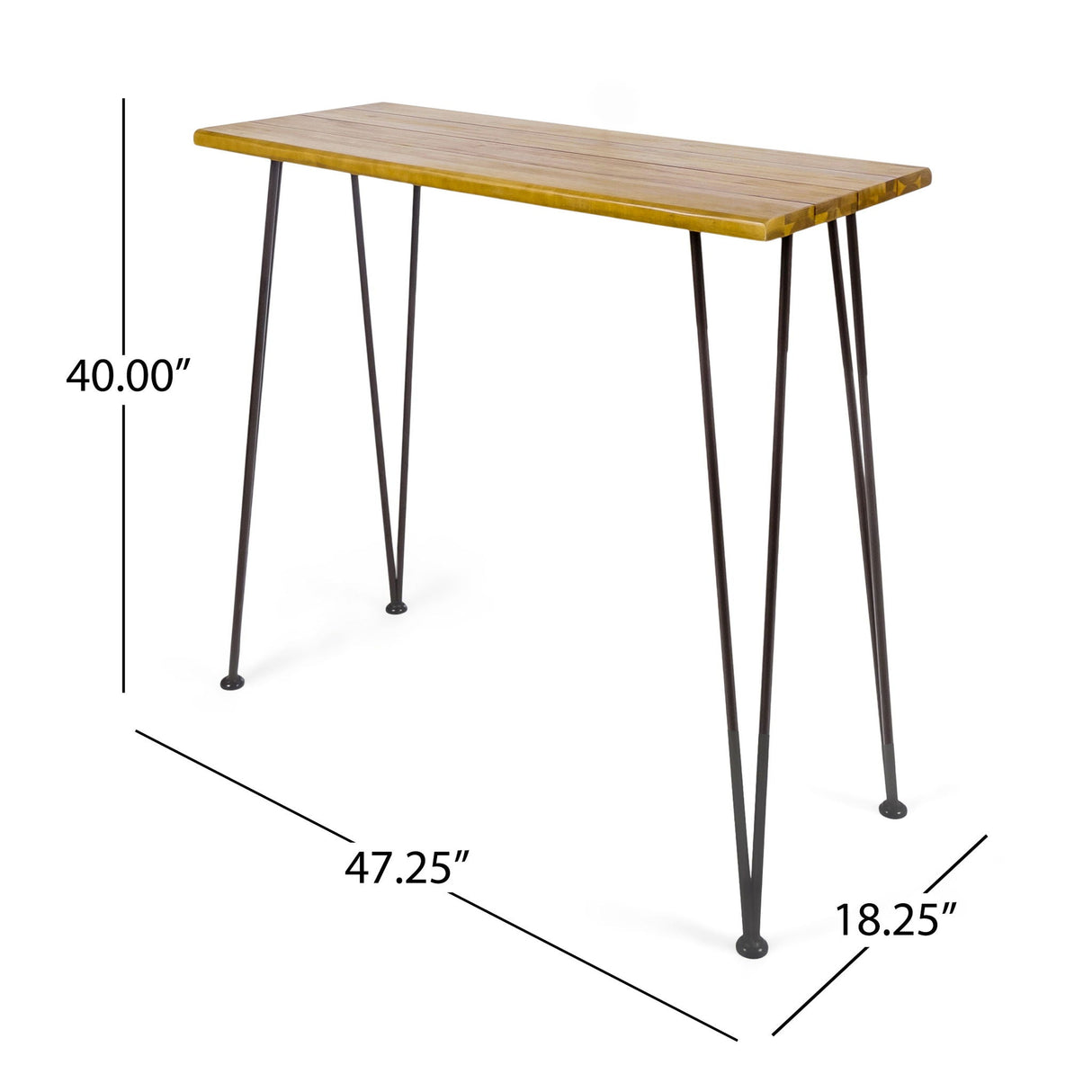 Dione Outdoor Industrial Acacia Wood Bar Set With Metal Frame And Slat Paneling - Brown - Best Buy Furniture