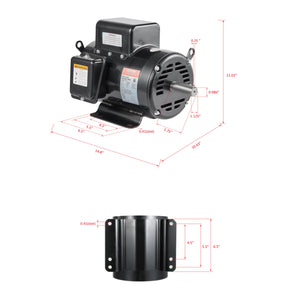 5HP Air Compressor Electric Motor 230V 25A 3450RPM CW/CCW Rotation
