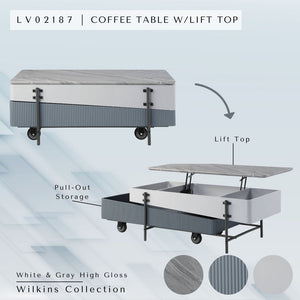 Wilkins - High Gloss Coffee Table With Lift Top - Gray / White - Best Buy Furniture