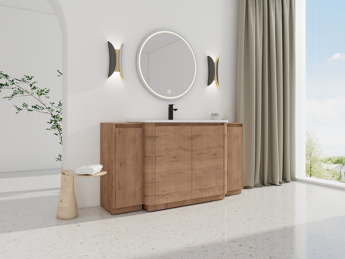 64'' Freestanding Bathroom Vanity with Ceramic Sink - Plywood