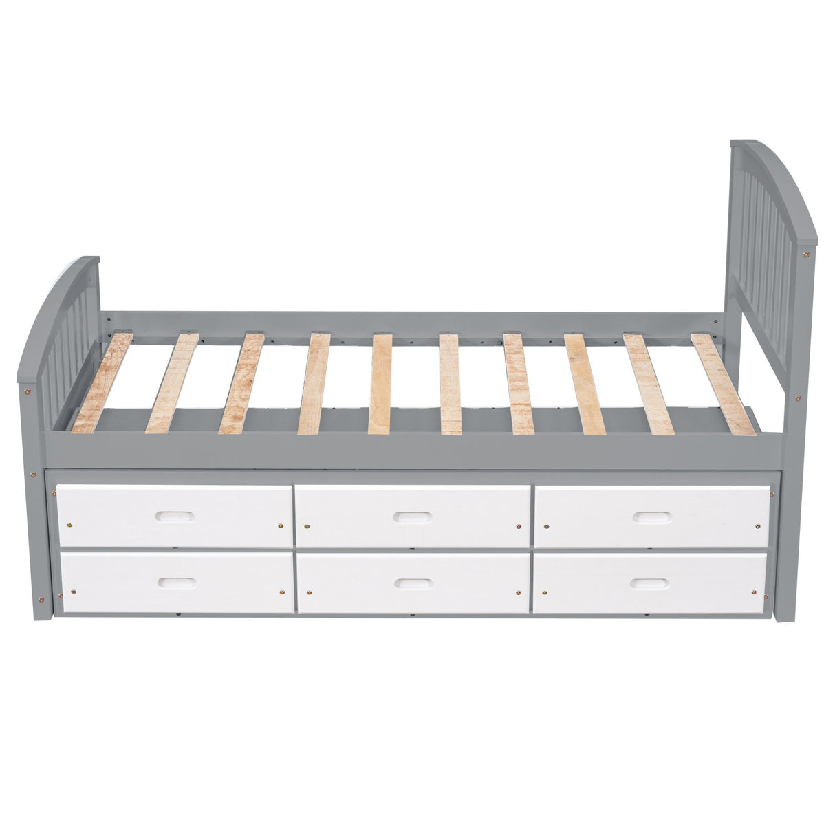 Platform Storage Bed Solid Wood Bed With 6 Drawers
