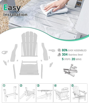 Adjustable HDPE Adirondack Chair with Customizable Comfort - Multiple Colors