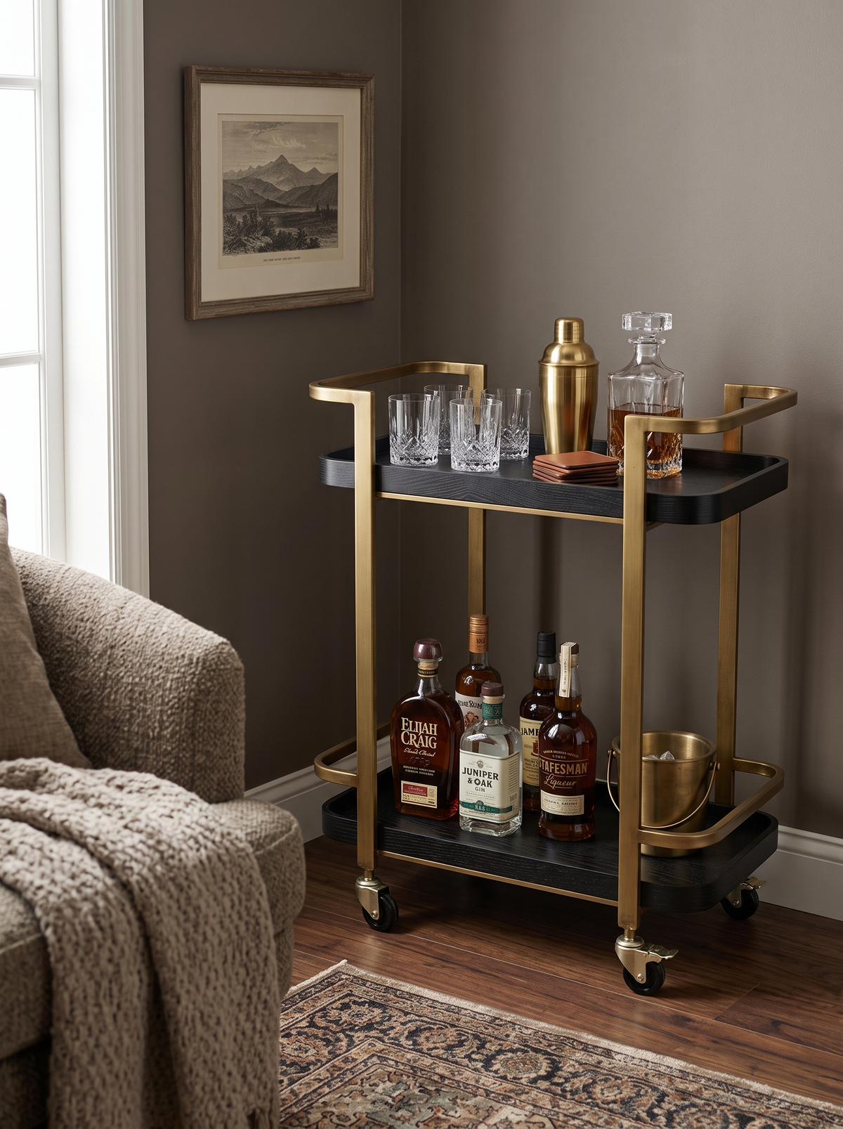 23.8" x 15.2" Metal Bar Cart