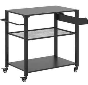 Movable Oven Table on Wheels - 3-Tier Outdoor Grill Cart