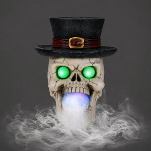 LED Light-Up Skull with Top Hat & Mist Maker