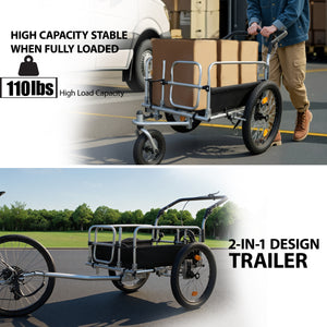 3-in-1 Heavy-Duty Bike Cargo Trailer
