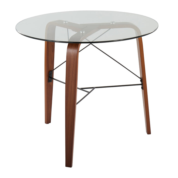 Contemporary Round Dinette Table with Tempered Glass Top - Black or Dark Brown