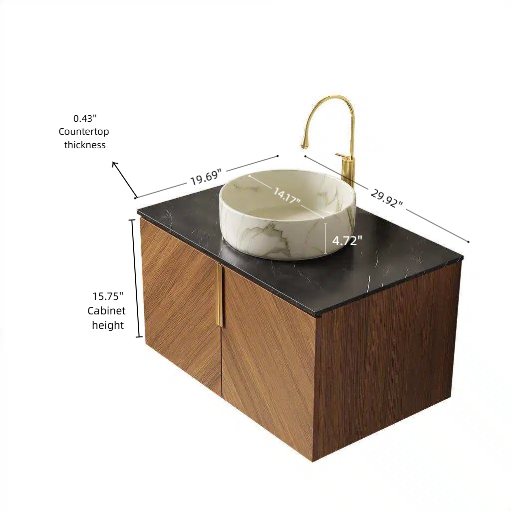 ARAI 30" Bathroom Vanity & Sink, Floating Plywood Storage Cabinet with 2 Doors