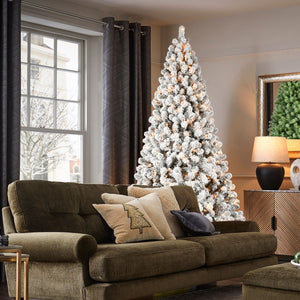 8ft Flocked Pre-Lit Christmas Tree with 500 UL Warm Lights