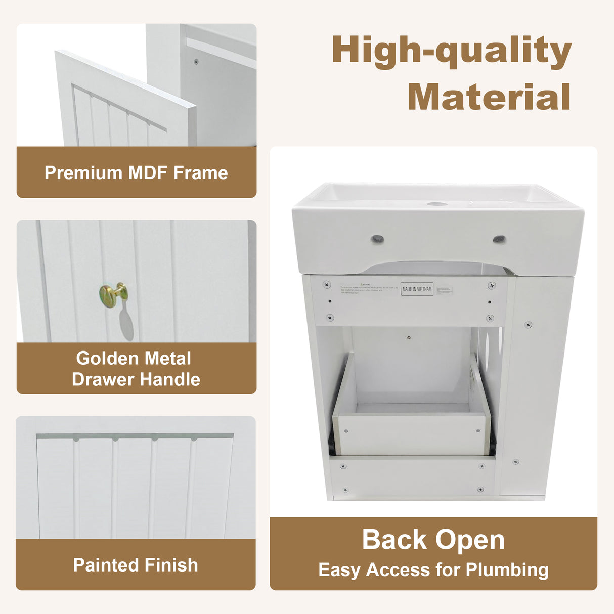 20-Inch Bathroom Vanity with Ceramic Sink and Storage Cabinet