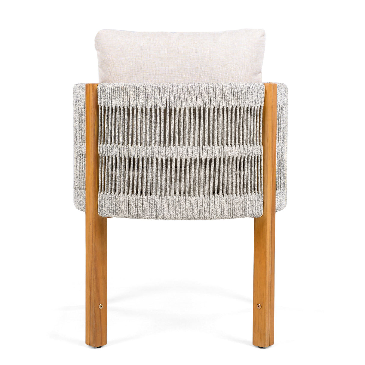 Outdoor Dining Chairs & Rope Handles (Set of 2) - Beige / Teak