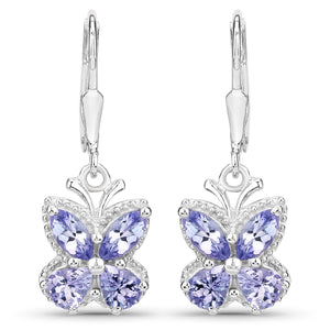 2.08 Carat Genuine Tanzanite .925 Sterling Silver Earrings