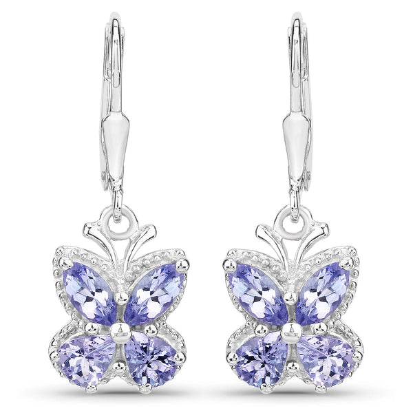 2.08 Carat Genuine Tanzanite .925 Sterling Silver Earrings
