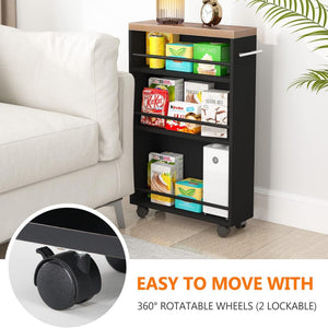 4 Tier Narrow Rolling Kitchen Slim Storage Cart