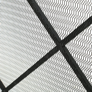 Minimalist Single Panel Iron Fireplace Screen With Diamond Design