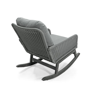 Contemporary Minimalist Wicker Rocking Chair With Soft Cushions And Durable Wooden Frame