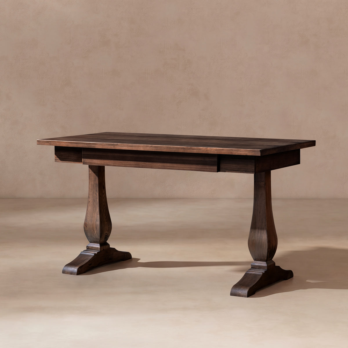 Whitmore 55-Inch Reclaimed Pine Wood Writing Desk, Java Brown