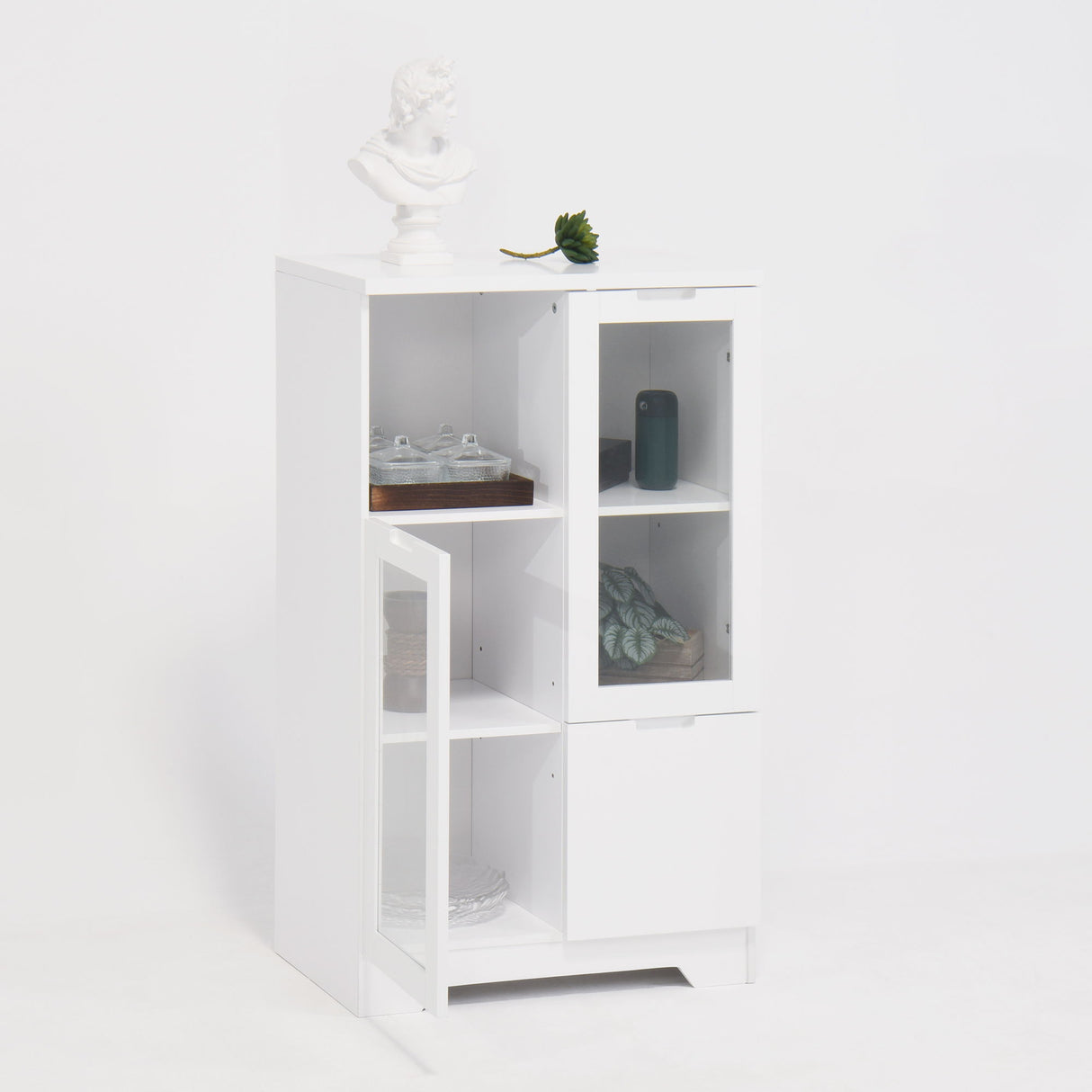 Modern Cabinet With Glass Doors And Drawer