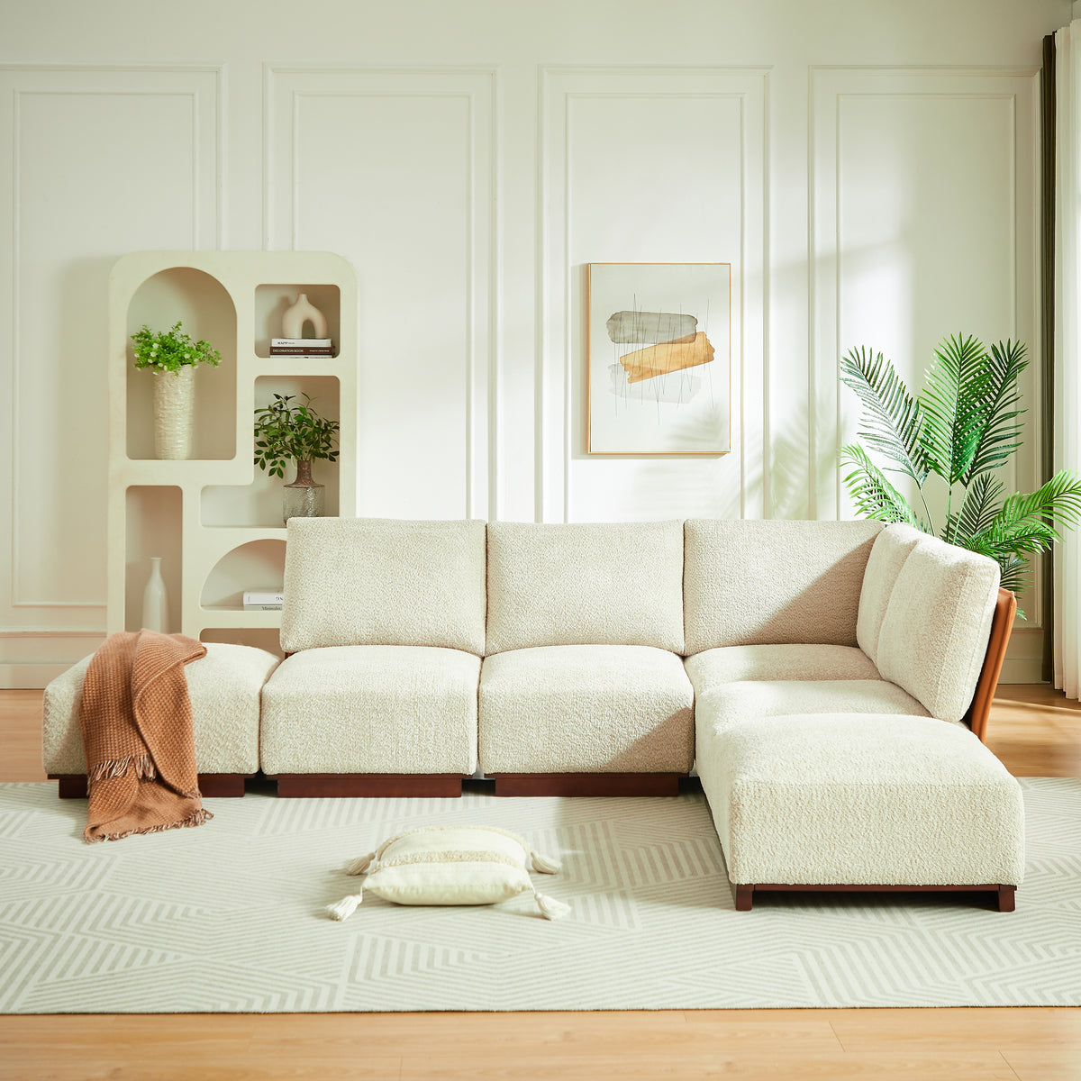 Velora 116 in. 6-Piece L Shaped Boucle Modular Sectional Sofa