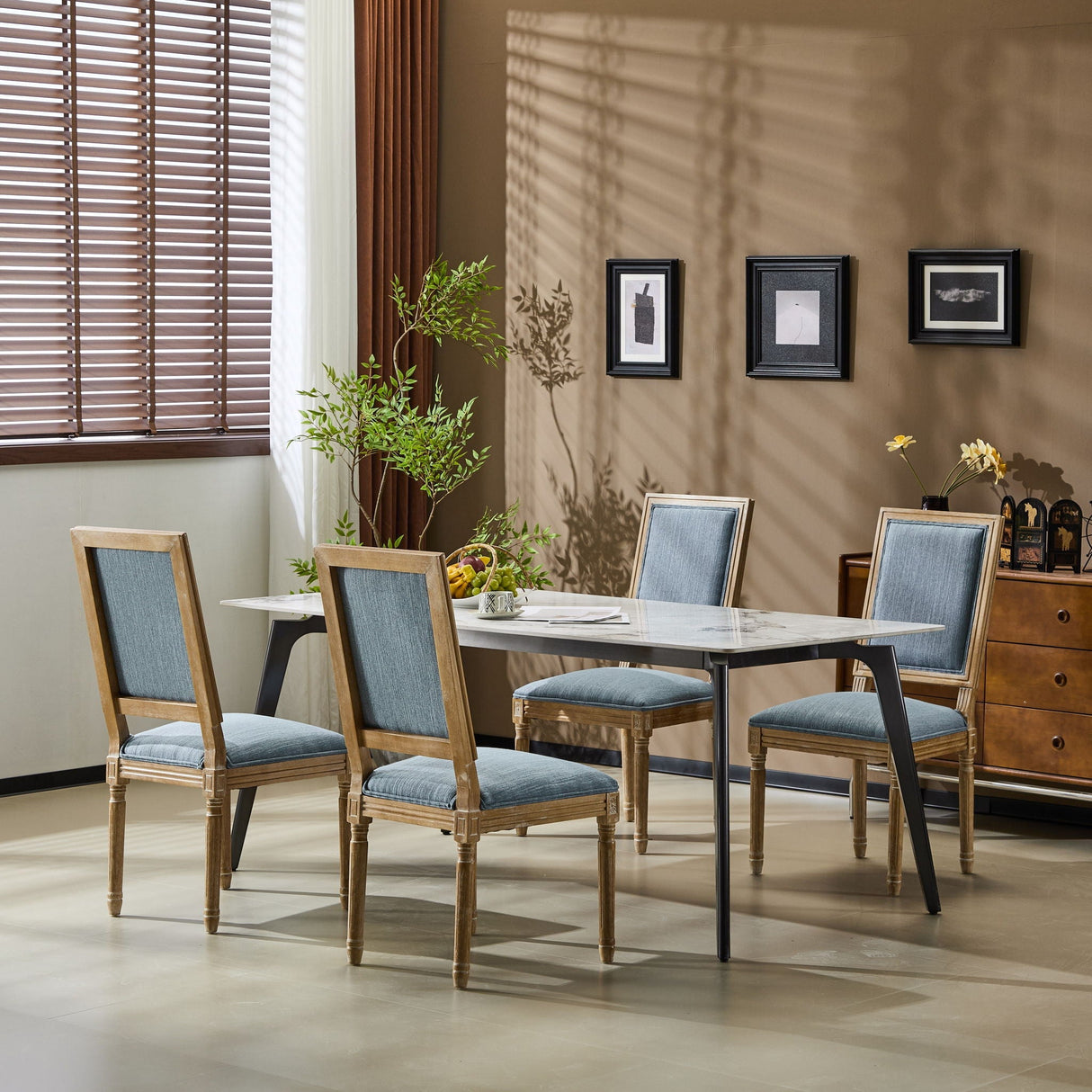 French Country Style Dining Chair With Upholstered Seating And Fluted Legs - Best Buy Furniture