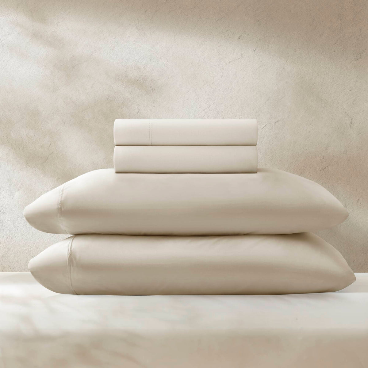 4-Piece Cal King Stretch Jersey Sheet Set with Snug-Fit Stretch - Grey