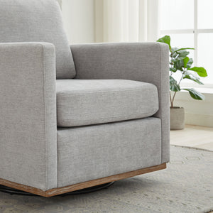 Modern Square Upholstered Swivel Accent Chair With Metal Base