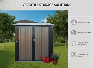 6x9 FT Outdoor Metal Storage Shed with Window & Flower Rack