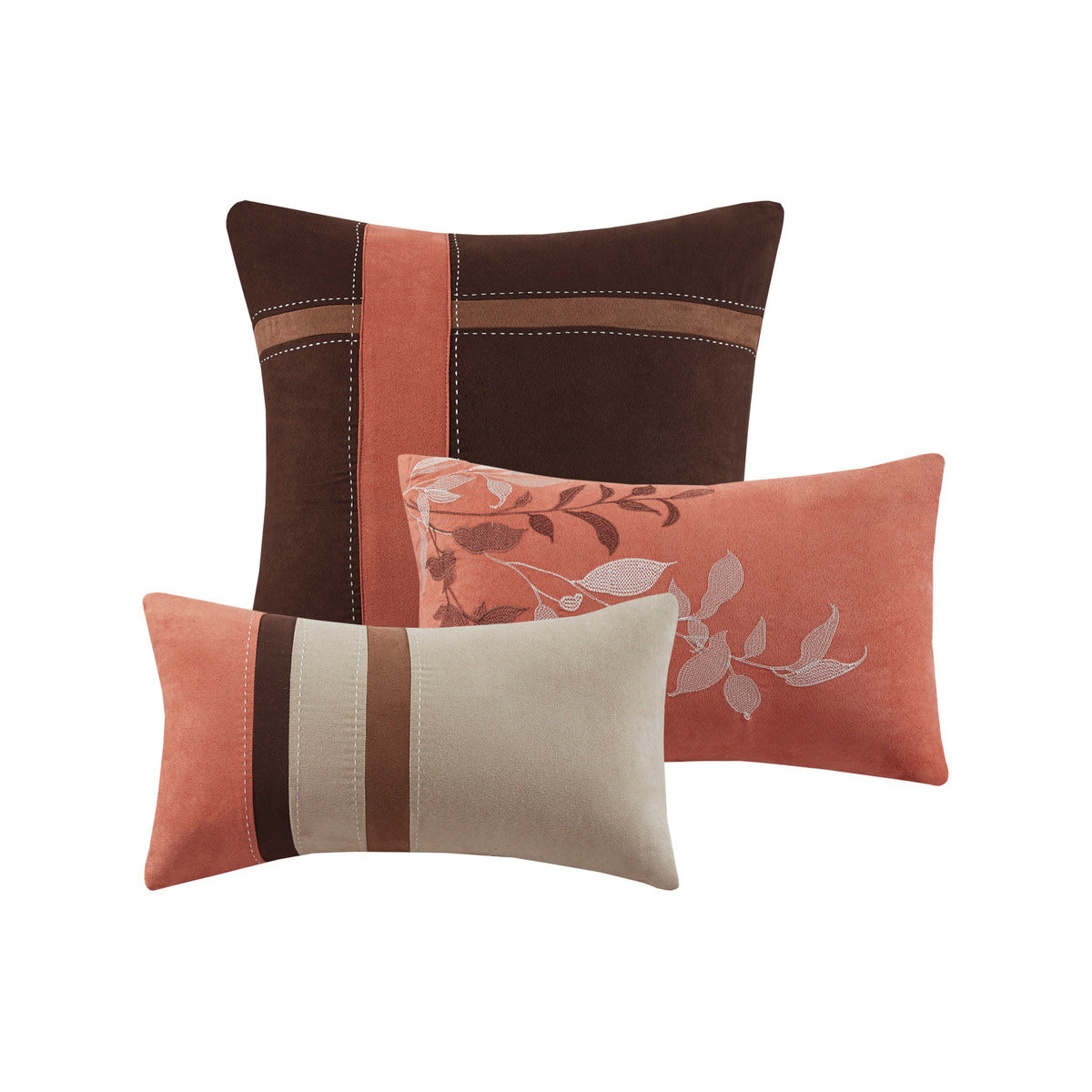 7 Piece Faux Suede Comforter Set - Coral King